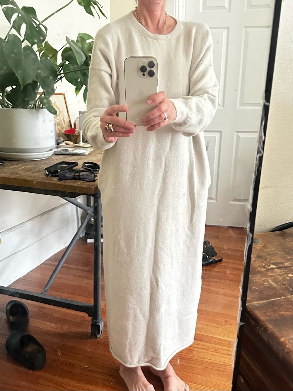 Lauren Manoogian Cream Long Sleeve Maxi Dress - Picture 2 of 7